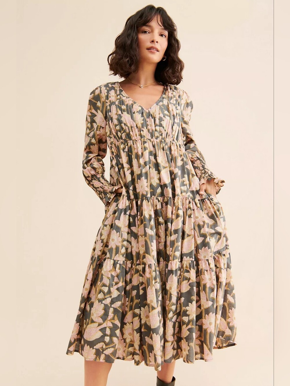 Anthropologie Let Me Be Waistless Floral Dress - US size M Petite